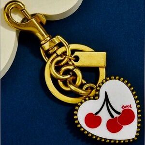 Cherry Heart Alloy Fashion Heart Key Chain, or bag charm